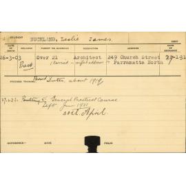 BUCKLAND, Leslie James (General Practical Course)