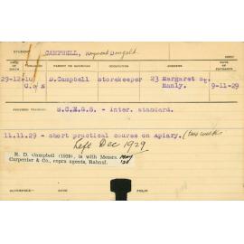 CAMPBELL, Raymond Dougald (Short Course - Apiary)