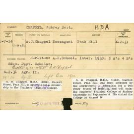 CHAPPEL, Aubrey Bert (Hawkesbury Diploma of Agriculture (HDA))