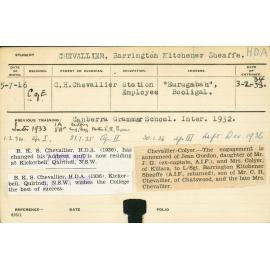 CHEVALLIER, Barrington Kitchener Sheaffe (Hawkesbury Diploma of Agriculture (HDA))