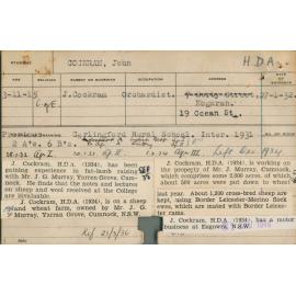 COCKRAM, John (Hawkesbury Diploma of Agriculture (HDA))