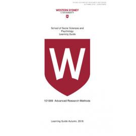 Learning Guide - Advanced Research Methods (101689) - Autumn 2018