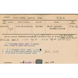 CONSTABLE, Leslie John (Hawkesbury Diploma of Agriculture (HDA))