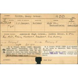 COOPER, Henry Arthur (Hawkesbury Diploma in Dairy (HDD))