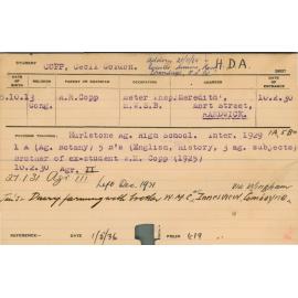 COPP, Cecil Gordon (Hawkesbury Diploma of Agriculture (HDA))