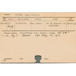 COUTTS, John Leslie (Hawkesbury Diploma of Agriculture (HDA))