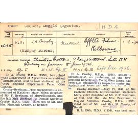 CROSBY, Dugald Augustus (Hawkesbury Diploma of Agriculture (HDA))