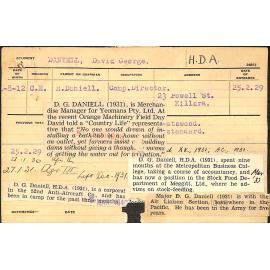 DANIELL, David George (Hawkesbury Diploma of Agriculture (HDA))