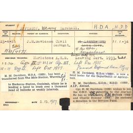 DAVIDSON, Henry Marshall (Hawkesbury Diploma of Agriculture (HDA) & Hawkesbury Diploma in Dairy (HDD))