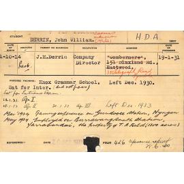 DERRIN, John William (Hawkesbury Diploma of Agriculture (HDA))