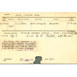 DONE, William John (Hawkesbury Diploma of Agriculture (HDA))