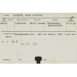 EVERITT, Harry Patrick (Hawkesbury Diploma of Agriculture (HDA))