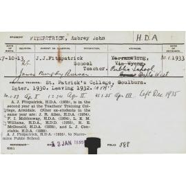 FITZPATRICK, Aubrey John (Hawkesbury Diploma of Agriculture (HDA))