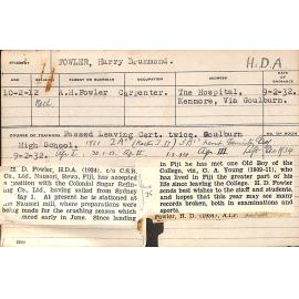 FOWLER, Harry Drummond (Hawkesbury Diploma of Agriculture (HDA))
