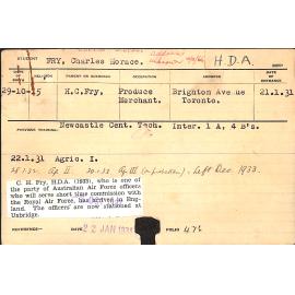 FRY, Charles Horace (Hawkesbury Diploma of Agriculture (HDA))