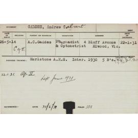 GADDES, Andrew Calvert (Hawkesbury Diploma of Agriculture (HDA))