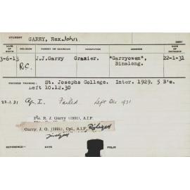 GARRY, Rex John (Hawkesbury Diploma of Agriculture (HDA))