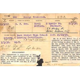 GEE, George Frederick (Hawkesbury Diploma of Agriculture (HDA) (Honours Class II))