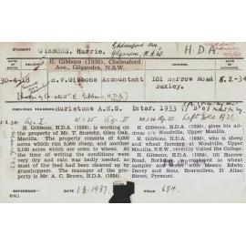 GIBBONS, Harrie (Hawkesbury Diploma of Agriculture (HDA))