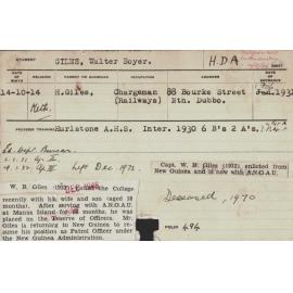 GILES, Walter Boyer (Hawkesbury Diploma of Agriculture (HDA))