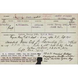 GILMORE, Samuel Leslie (Dairy Factory Course)