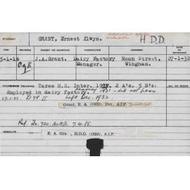 GRANT, Ernest Alwyn (Hawkesbury Diploma in Dairy (HDD))