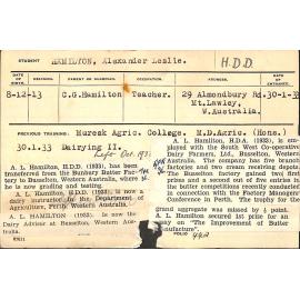 HAMILTON, Alexander Leslie (Hawkesbury Diploma in Dairy (HDD))