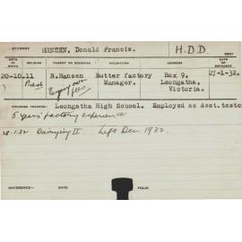 HANSEN, Donald Francis (Hawkesbury Diploma in Dairy (HDD))