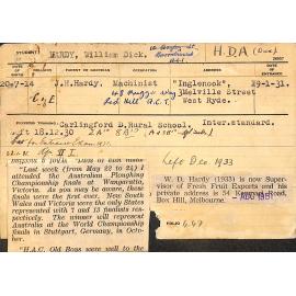 HARDY, William Dick (Hawkesbury Diploma of Agriculture (HDA))
