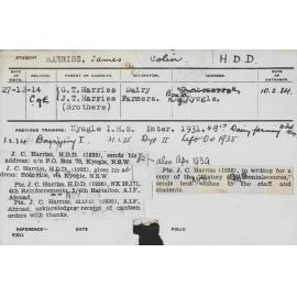 HARRISS, James Colin (Hawkesbury Diploma in Dairy (HDD))