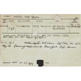 HARVEY, John Spyer (Hawkesbury Diploma of Agriculture (HDA))
