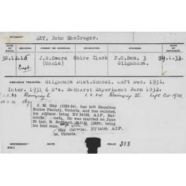 HAY, John MacGregor (Hawkesbury Diploma in Dairy (HDD))