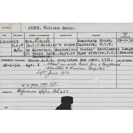 HICKS, William Henry (Hawkesbury Diploma of Agriculture (HDA))