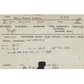 HILL, Ronald Albert (Hawkesbury Diploma of Agriculture (HDA))