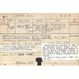 HOCKLEY, Jack (Hawkesbury Diploma of Agriculture (HDA))