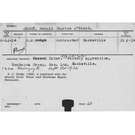 HODGE, Donald Charles D'Orset (Hawkesbury Diploma in Dairy (HDD))