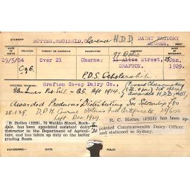 HOTTES, Reginald Clarence (Hawkesbury Diploma in Dairy Technology (HDDT))