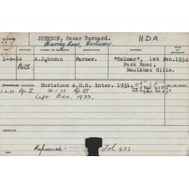JOHNSON, Oscar Bernard (Hawkesbury Diploma of Agriculture (HDA))