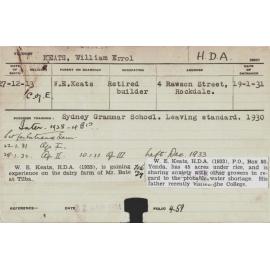 KEATS, William Errol (Hawkesbury Diploma of Agriculture (HDA))