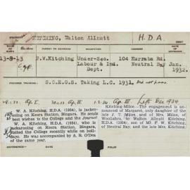 KITCHING, Walton Allnutt (Hawkesbury Diploma of Agriculture (HDA))