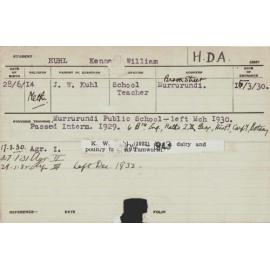KUHL, Kenneth William (Hawkesbury Diploma of Agriculture (HDA))