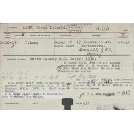 LAMY, David Leopold (Hawkesbury Diploma of Agriculture (HDA))