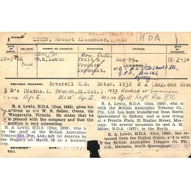 LEWIN, Robert Alexander (Hawkesbury Diploma of Agriculture (HDA))