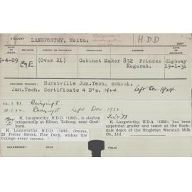 LANGWORTHY, Keith (Hawkesbury Diploma in Dairy (HDD))