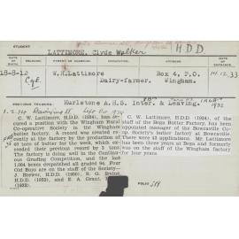LATTIMORE, Clyde Walker (Hawkesbury Diploma in Dairy (HDD))