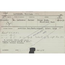 LAVENDER, William John (Hawkesbury Diploma of Agriculture (HDA))