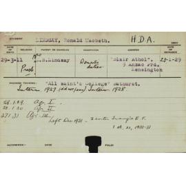 LINDSAY, Ronald Macbeth (Hawkesbury Diploma of Agriculture (HDA))