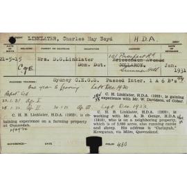 LINKLATER, Charles Hay Boyd (Hawkesbury Diploma of Agriculture (HDA))