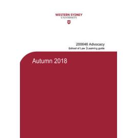 Learning Guide - Advocacy (200646) - Autumn 2018