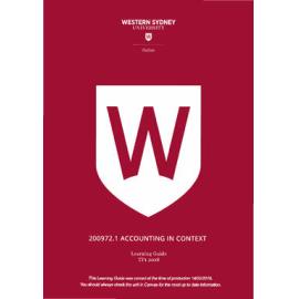 Learning Guide - Accounting in Context (200972) - TP1 2018 Online
